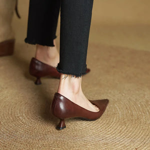 ODETTE — Escarpins en Cuir Véritable à Talon Kitten