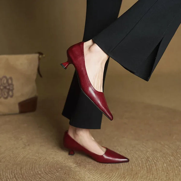 ODETTE — Escarpins en Cuir Véritable à Talon Kitten