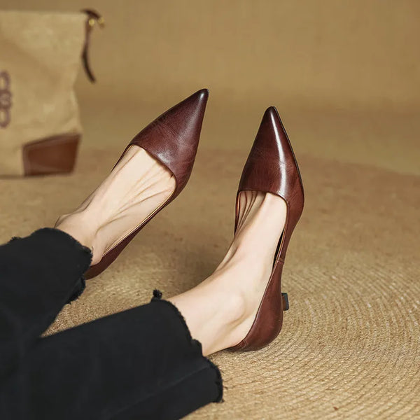 ODETTE — Escarpins en Cuir Véritable à Talon Kitten