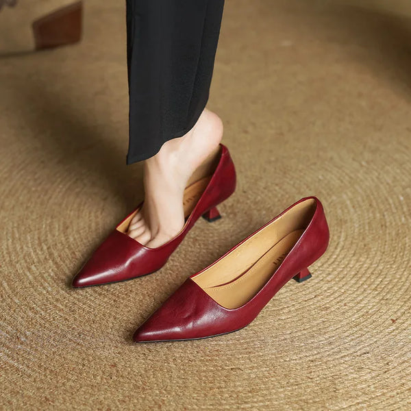 ODETTE — Escarpins en Cuir Véritable à Talon Kitten