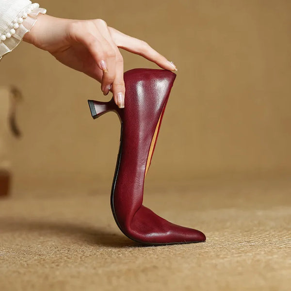 ODETTE — Escarpins en Cuir Véritable à Talon Kitten