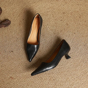 ODETTE — Escarpins en Cuir Véritable à Talon Kitten