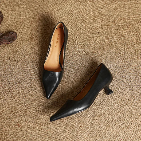 ODETTE — Escarpins en Cuir Véritable à Talon Kitten