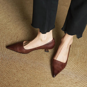 ODETTE — Escarpins en Cuir Véritable à Talon Kitten