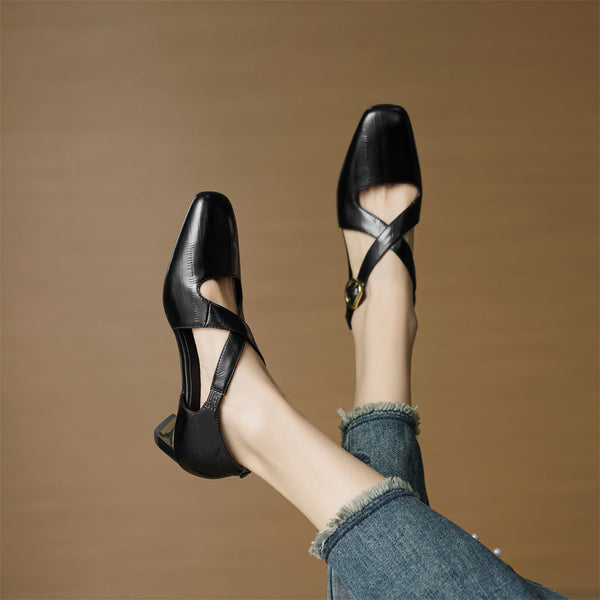 MARGAUX — Sandales à Brides Croisées en Cuir Véritable