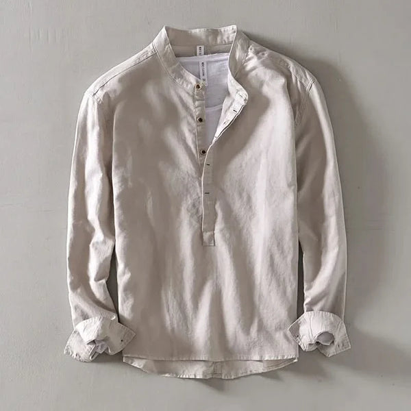 CALLUM LINEN MANDARIN SHIRT