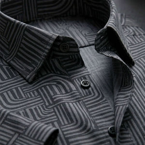ASHFORD BLACK MAZE PATTERN SHIRT