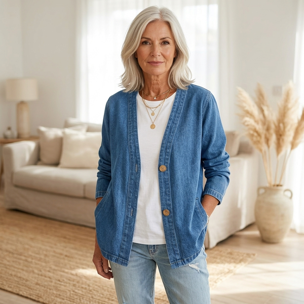 AILSA RELAXED DENIM CARDIGAN