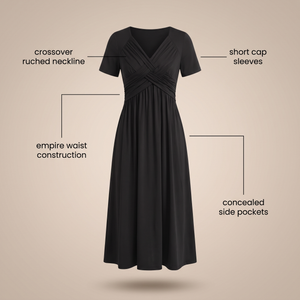 MARABELLE CROSSOVER POCKET MIDI DRESS