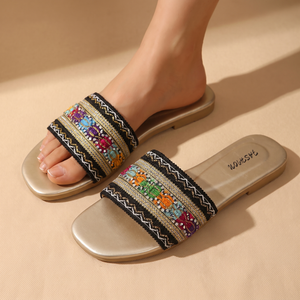 ELOWEN EMBROIDERED COMFORT SLIPPERS