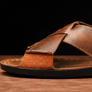 LUCA LEATHER SLIDES