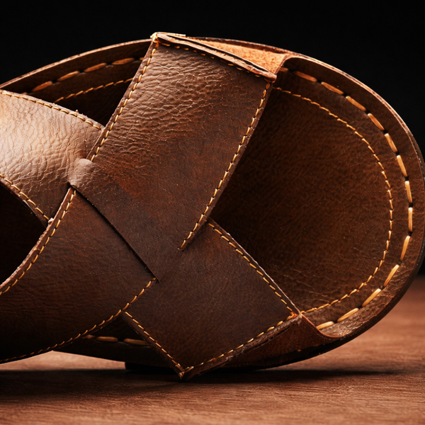 LUCA LEATHER SLIDES