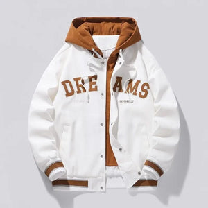 KINGSLEY HOODED VARSITY JACKET